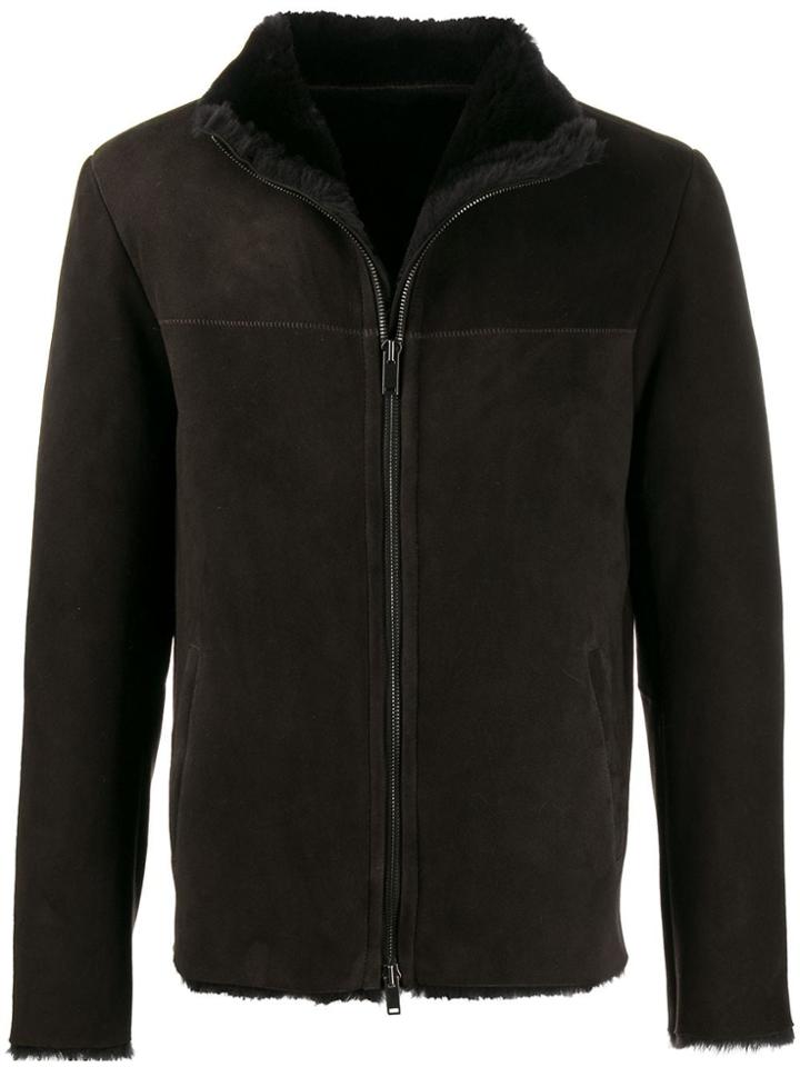 Desa Collection Shearling Zip-up Coat - Brown
