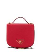 Prada Small Logo Plaque Backpack - Red