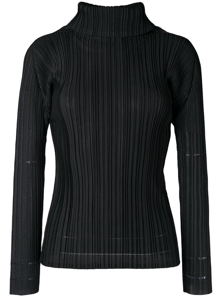 Pleats Please By Issey Miyake Longsleeved Pleated Top - Black
