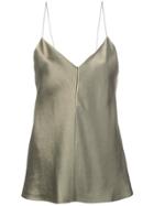 The Row Satin Cami Top - Green