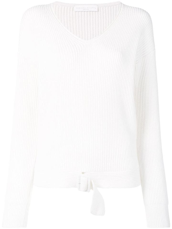 Fabiana Filippi Ribbed V-neck Pullover - White