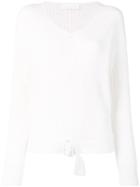 Fabiana Filippi Ribbed V-neck Pullover - White