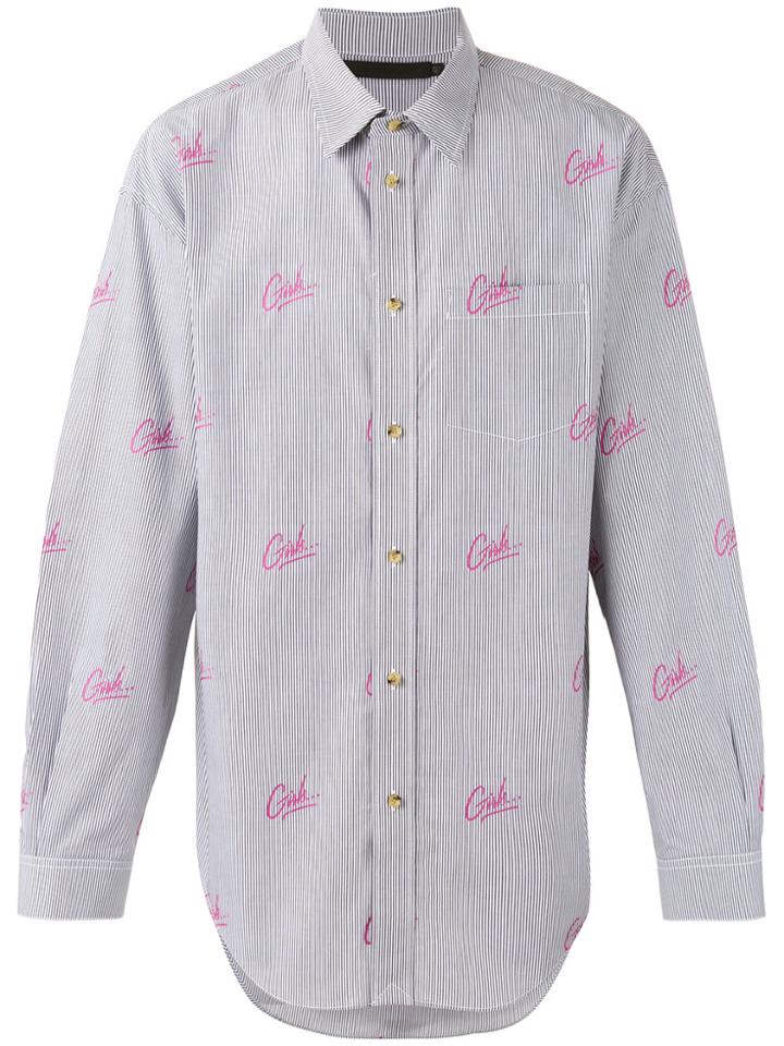 Alexander Wang Slogan Print Striped Shirt - Blue