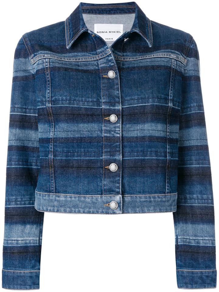 Sonia Rykiel Washed Striped Denim Jacket - Blue