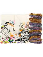 Wunderkind Abstract Patterned Fringed Scarf - White