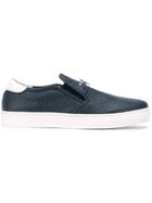 Cesare Paciotti Kids Teen Embossed Slip-on Sneakers - Blue