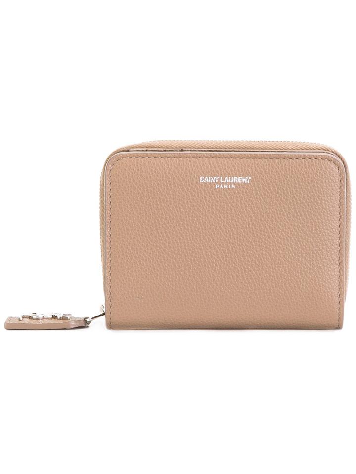 Saint Laurent Rive Gauche Compact Purse, Women's, Nude/neutrals, Leather