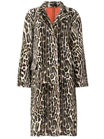 Calvin Klein 205w39nyc Long Leopard Print Coat - Neutrals