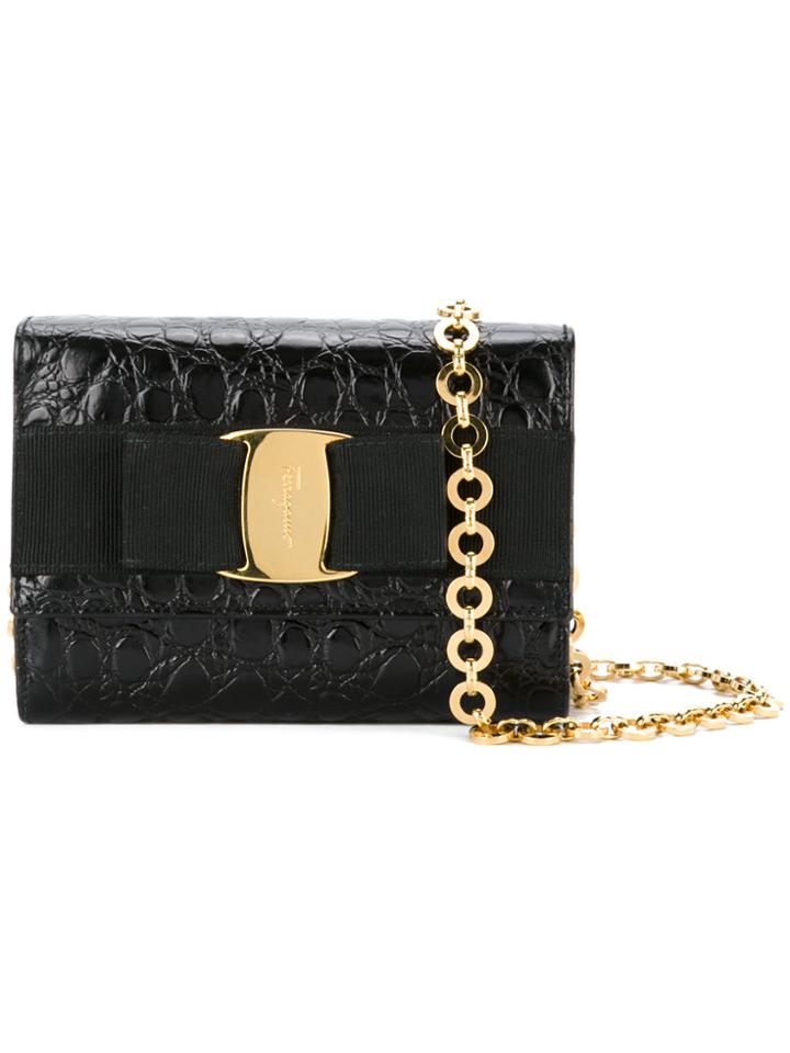 Salvatore Ferragamo Vintage Vara Bow 2way Chain Shoulder Bag - Black