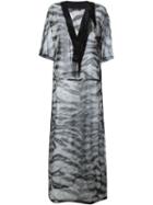 Roberto Cavalli Sheer Zebra Print Kaftan Dress, Women's, Size: L, Grey, Silk/cotton