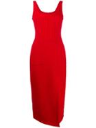 David Koma Thigh Slit Midi Dress - Red