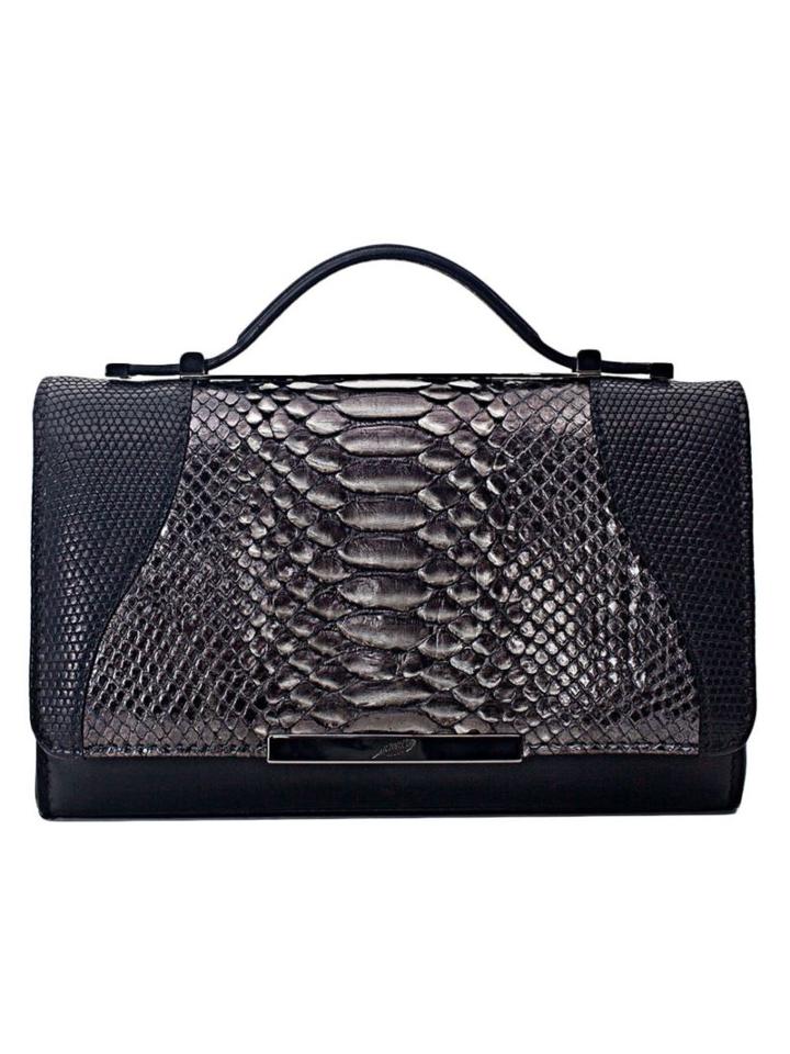 Khirma Eliazov Mini Diamond Tote, Women's, Grey, Calf Leather/lizard Skin/snake Skin
