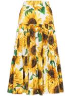 Dolce & Gabbana Sunflower Print Midi Skirt - Hahh9 Multicoloured