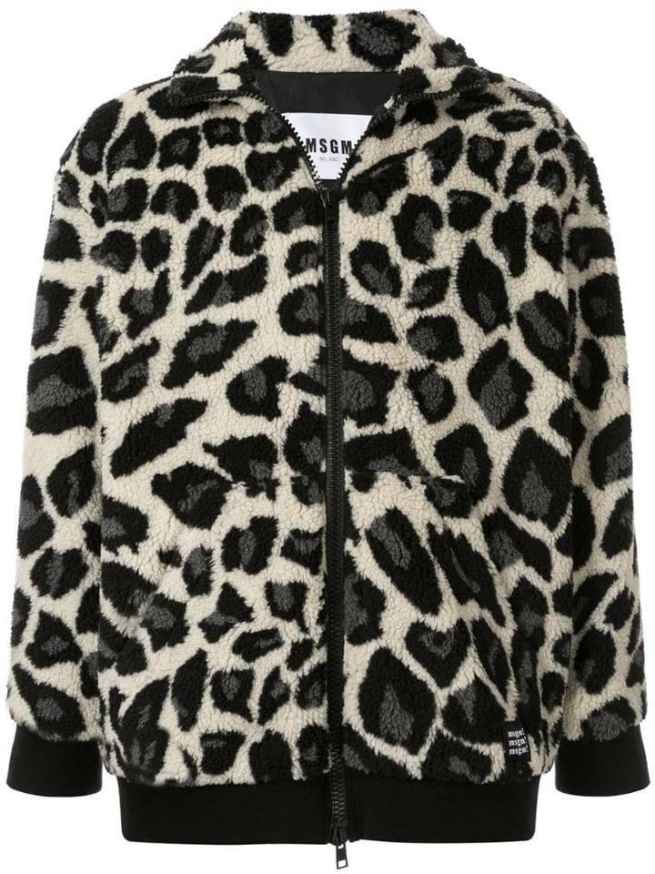 Msgm Leopard Print Jacket - White
