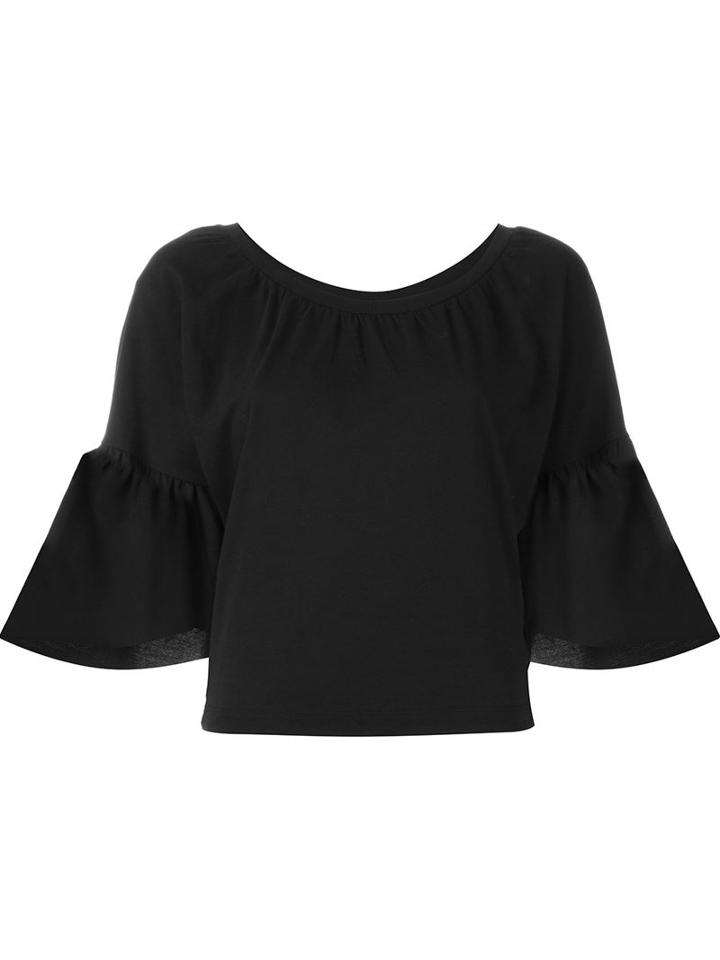 Mm6 Maison Margiela Bell Sleeve T-shirt, Women's, Size: M, Black, Cotton