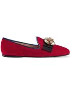 Gucci Velvet Ballet Flat With Bee - Red