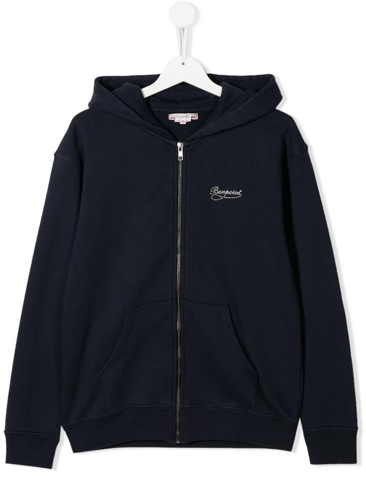 Bonpoint Teen Chest Logo Hoodie - Blue