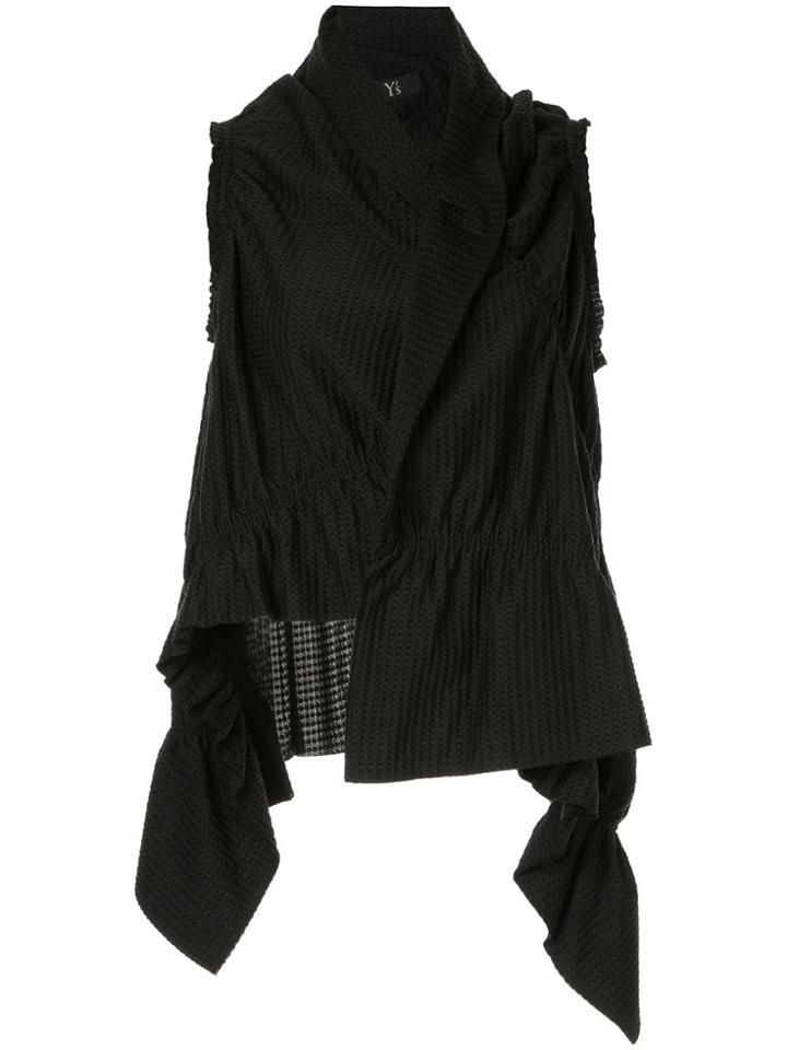 Y's Cinched Detail Ruffle Vest - Black