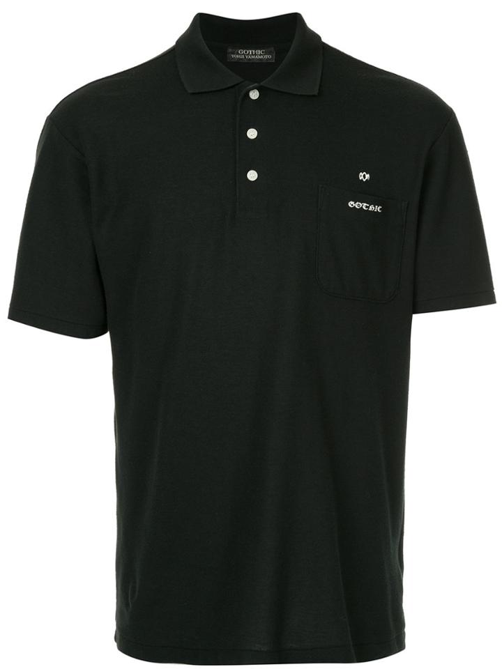 Yohji Yamamoto Vintage Gothic Print Polo Shirt - Black