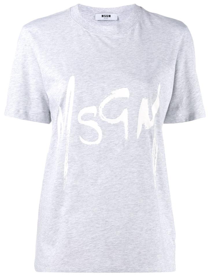 Msgm Brushed Logo T-shirt - Grey