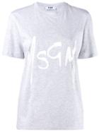 Msgm Brushed Logo T-shirt - Grey