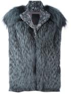 Liska Fox Fur Collar Gilet - Grey