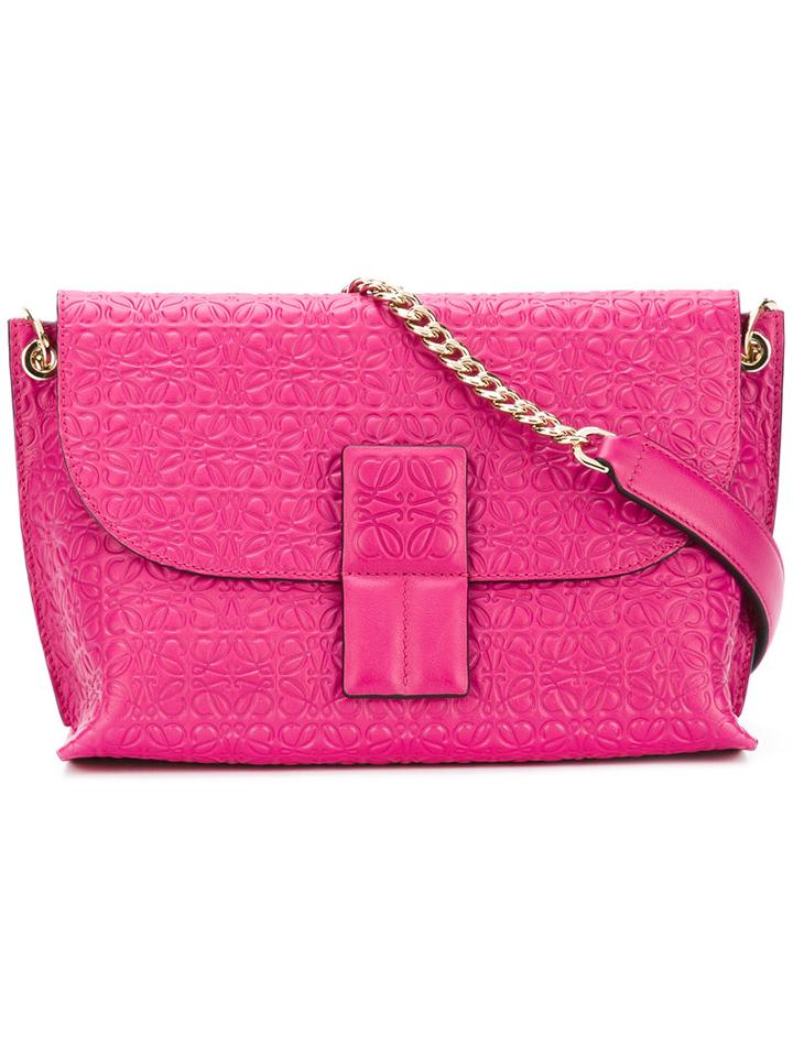 Loewe Embossed Logo Shoulder Bag, Women's, Pink/purple, Leather