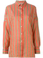 Hache - Striped Shirt - Women - Silk/cotton/linen/flax/viscose - 44, Yellow/orange, Silk/cotton/linen/flax/viscose
