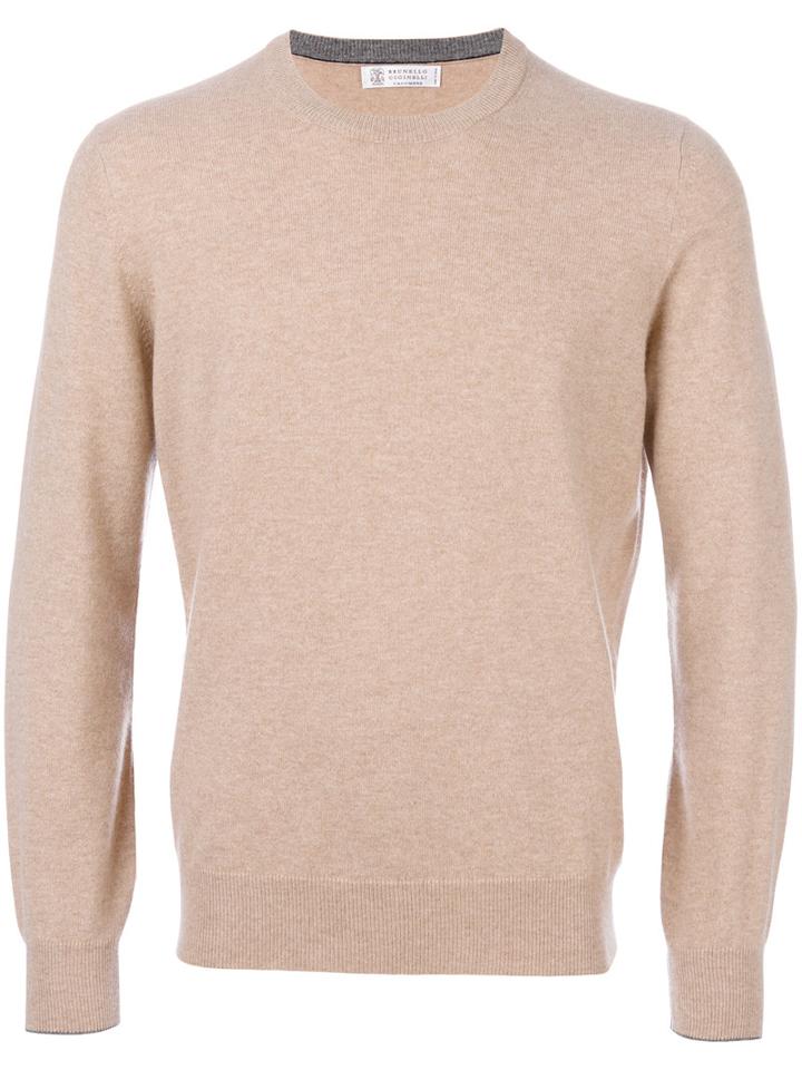 Brunello Cucinelli - Crew Neck Sweater - Men - Cashmere - 52, Nude/neutrals, Cashmere