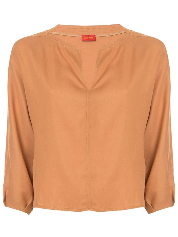 Des Prés Deep V-neck Blouse - Yellow & Orange
