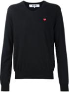 Comme Des Garçons Play Mini Heart V-neck Jumper, Men's, Size: M, Black, Cotton