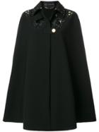 Versace Embroidered Cape Coat - Black