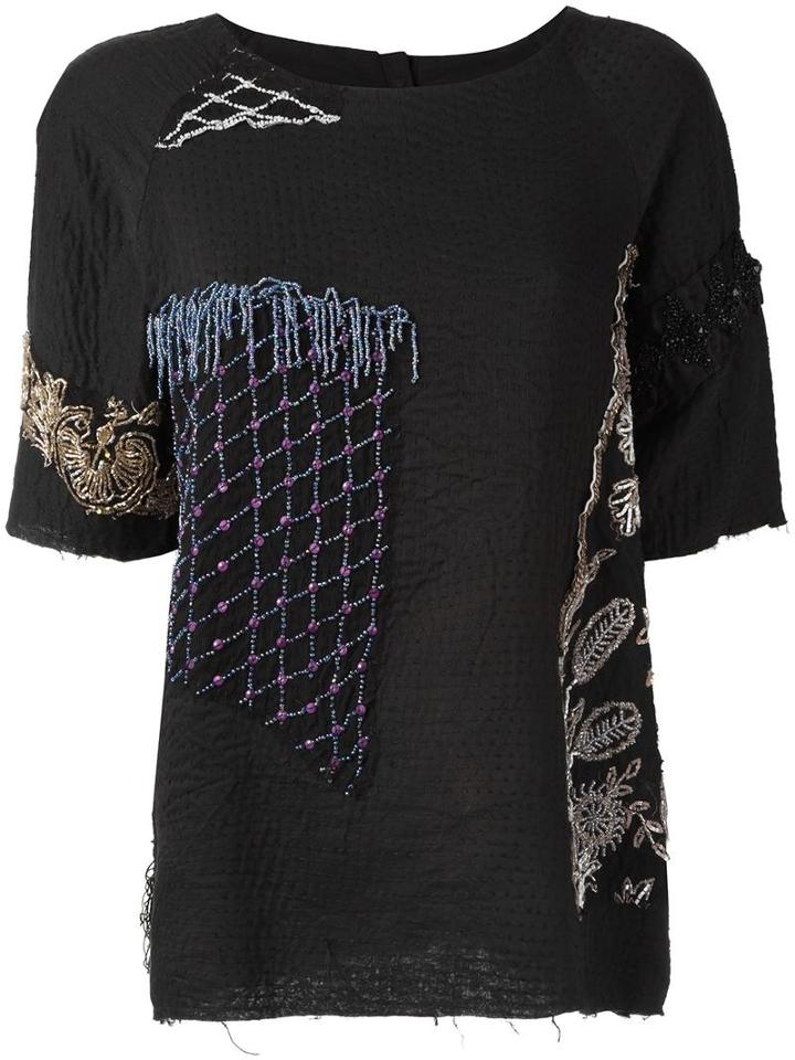 By Walid Embellished T-shirt, Women's, Size: Medium, Black, Cotton