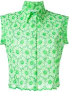 Daizy Shely Flower Motif Perforated Shirt