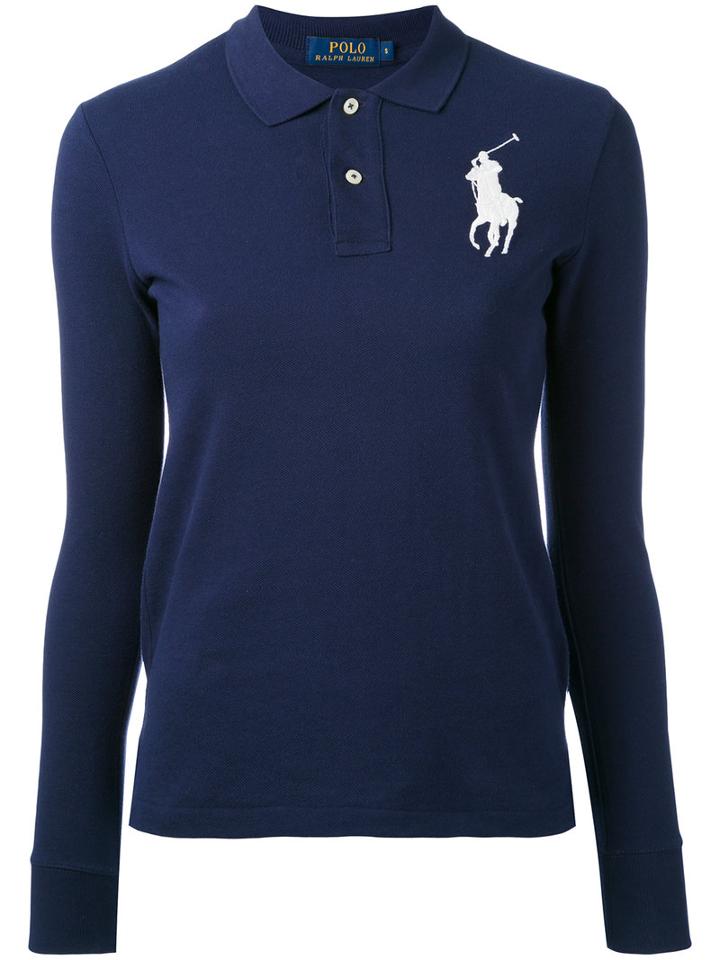 Polo Ralph Lauren - Large Logo Polo Shirt - Women - Cotton - M, Blue, Cotton