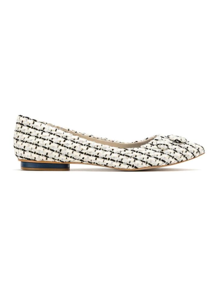 Sarah Chofakian Tweed Ballerinas - White