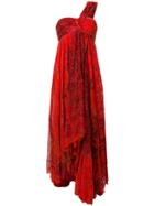 Etro Printed One Shoulder Maxi Dress - Red