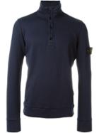 Stone Island Button Collar Sweater, Men's, Size: Xl, Blue, Cotton