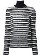 Martin Grant Striped Turtleneck Jumper, Women's, Size: 40, Black, Cotton/polyamide/polyester/spandex/elastane