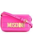 Moschino Branded Shoulder Bag, Women's, Pink/purple, Calf Leather