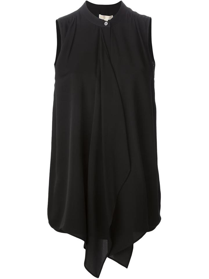Michael Michael Kors Drapey Front Sleeveless Blouse, Women's, Size: Medium, Black, Silk