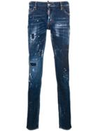 Dsquared2 Distressed Splatter-print Jeans - Blue