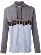 Comme Des Garçons Shirt Panelled Hooded Shirt, Men's, Size: Medium, Grey, Cotton