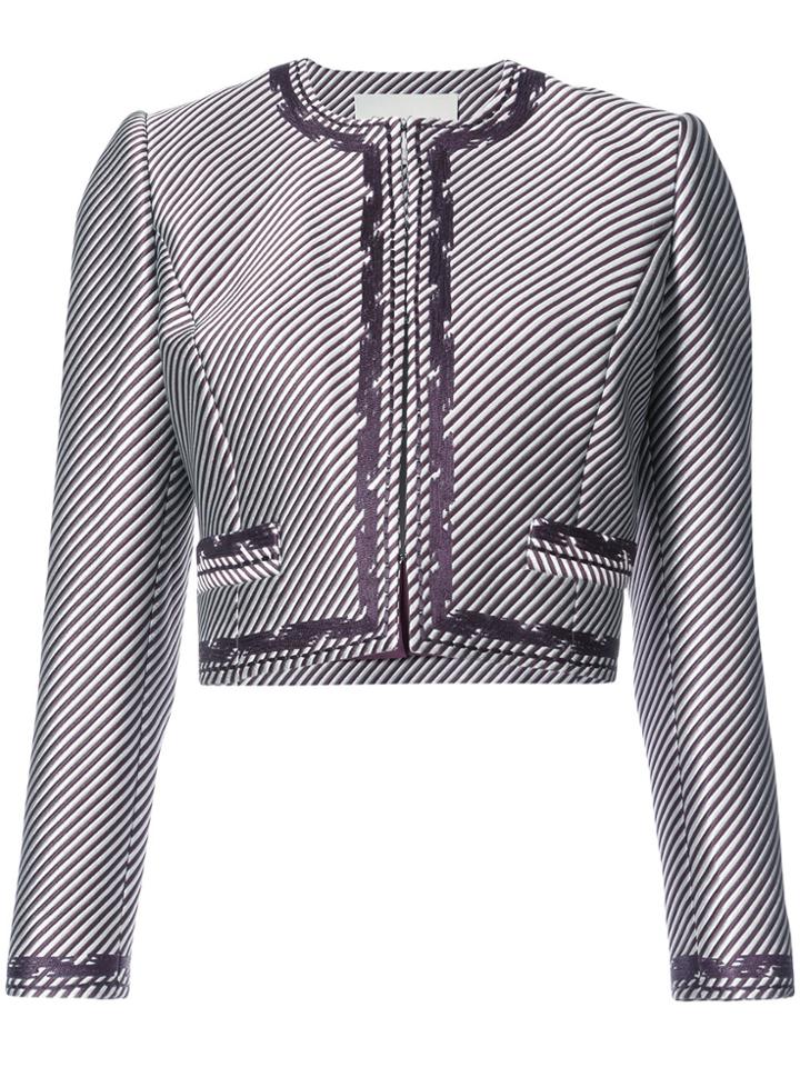 Carolina Herrera Cropped Embroidered Jacket - Pink & Purple