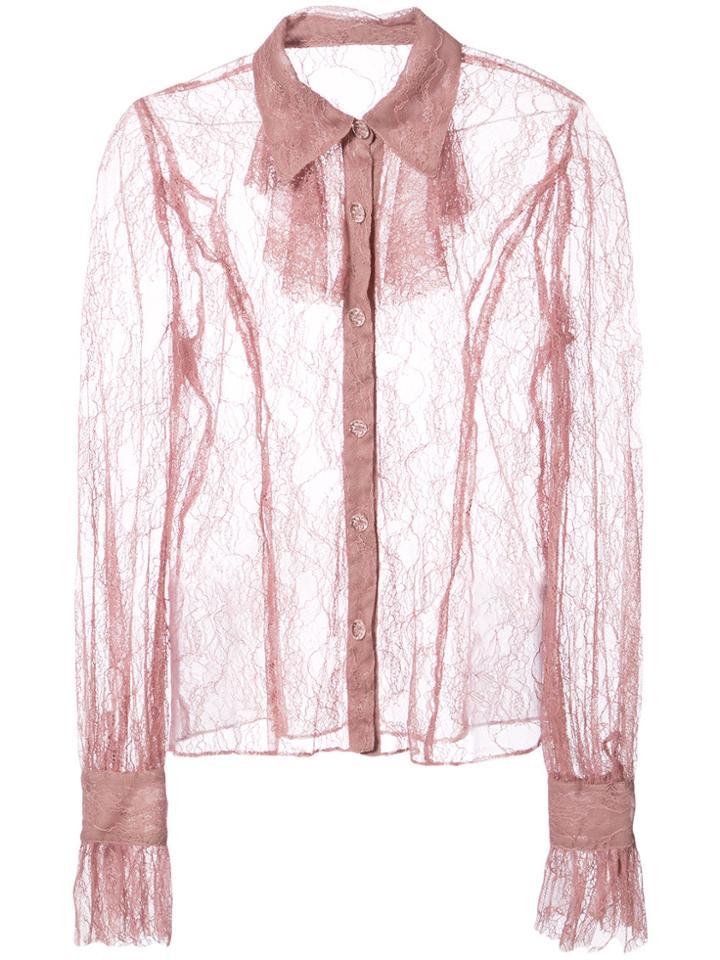 Anna Sui Lace Sheer Shirt - Pink & Purple