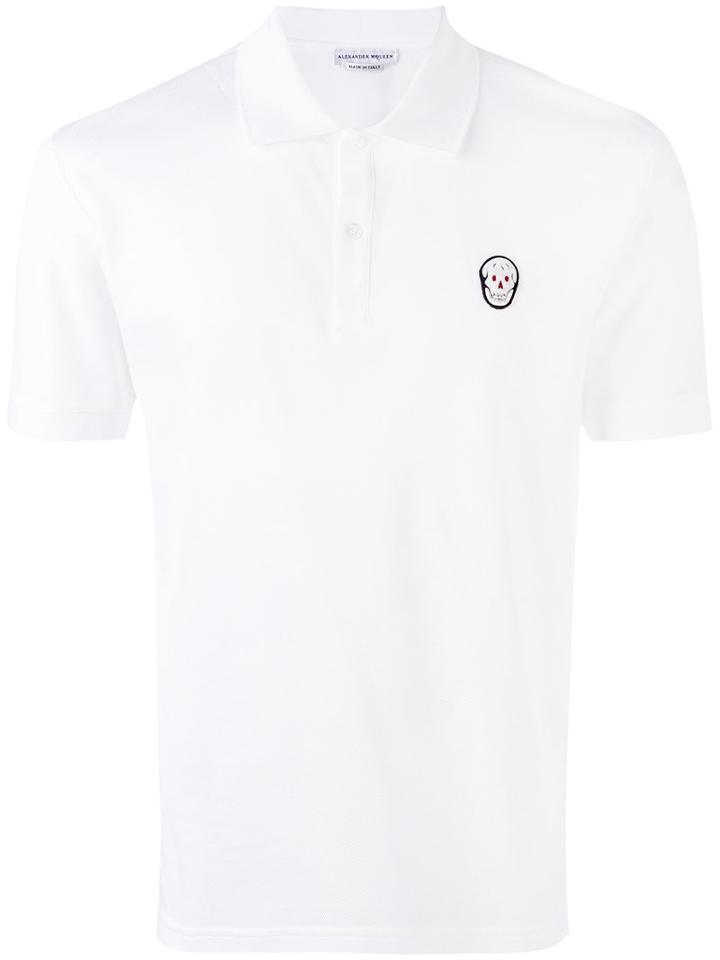 Alexander Mcqueen - Skull Embroidered Polo Top - Men - Cotton - M, White, Cotton