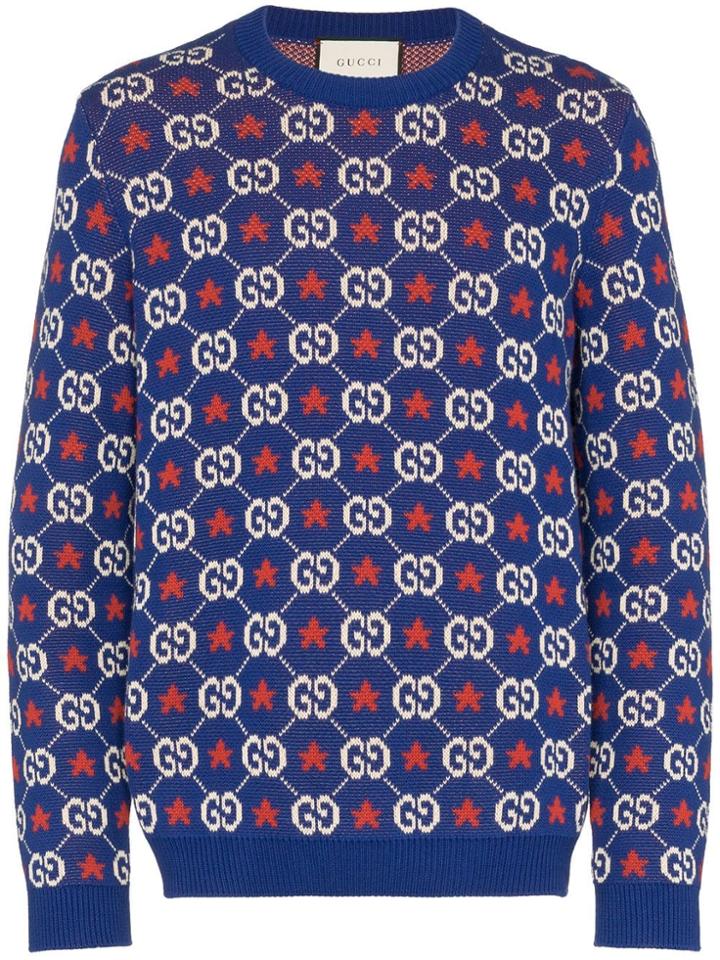 Gucci Gg Star Logo Sweater - Blue