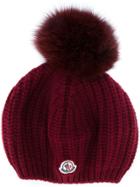 Moncler Pom Pom Knitted Hat - Red
