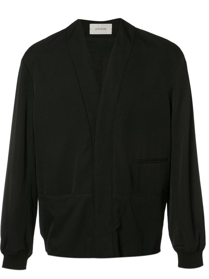 Lemaire V-neck Bomber Jacket, Men's, Size: 46, Black, Cotton/viscose/wool