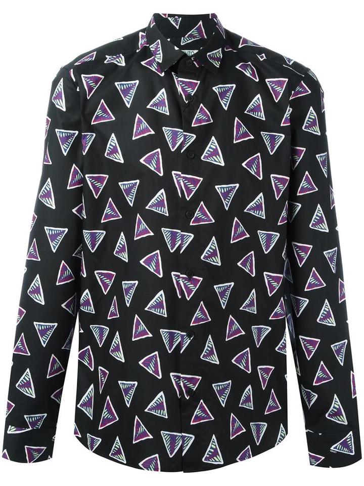 Kenzo Bermudas Triangle Shirt, Men's, Size: 39, Black, Cotton